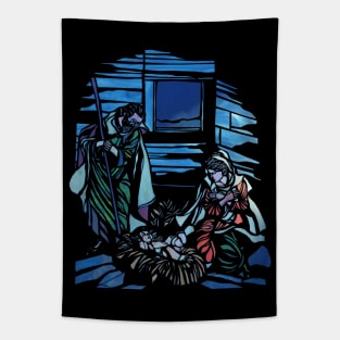 Nativity Scene Stained-Glass Tapestry