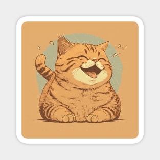 2d Illustration of smiling cat lying with closed eyes Magnet