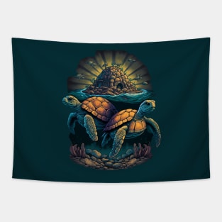 Turtles immigration-Turtle family. Tapestry