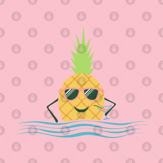 Pineapple waist in water with a cocktail in hand by lakokakr