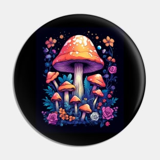 Cute Fairycore Floral Mushroom Aesthetic Pin
