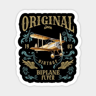 Vintage Biplane Flyer Magnet