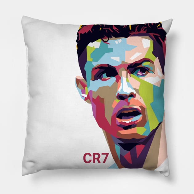 Cristiano Ronaldo Pop Art Portrait Pillow by mursyidinejad