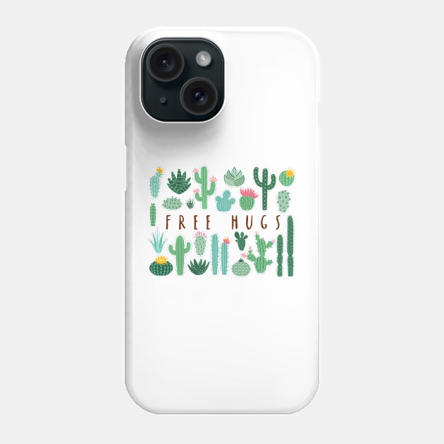 Free Hugs - Cacti Collection Phone Case by Plantitas