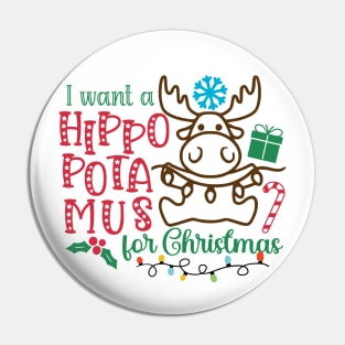 Hippopotamus Christmas Pin