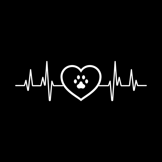 Dog paw heartbeat design in white heart for dog lovers by BlueLightDesign