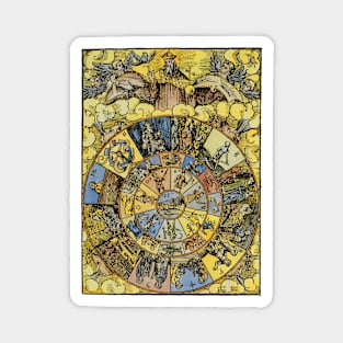 Vintage Astrology, Renaissance Zodiac Wheel, 1555 Magnet