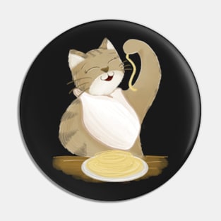 Cute cat eating spaghetti Pin