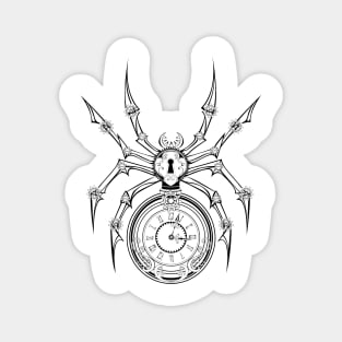 Monochrome Steampunk Mechanical Spider Magnet