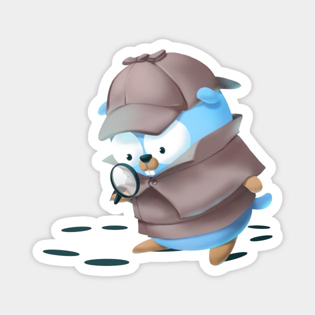 Golang Gopher Detective Magnet by clgtart