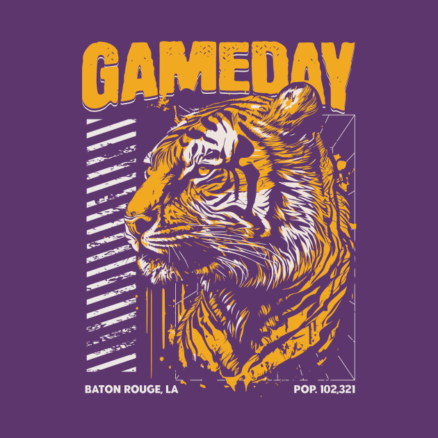 Vintage Gameday Tiger // Purple and Gold Awesome Tiger // Football Game Day by SLAG_Creative