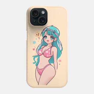 Cute anime girl in bikini, summer Phone Case