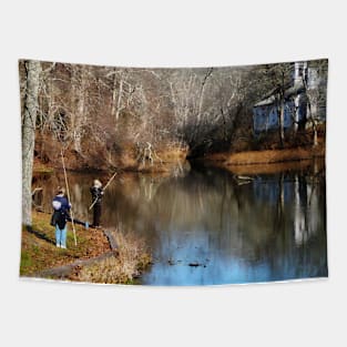 Two Boys Fishing Tapestry