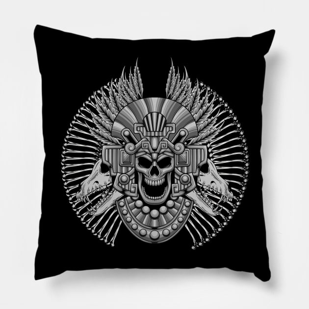 Aztec Skull 1.4 Pillow by Harrisaputra