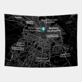 Nicosia black map Tapestry