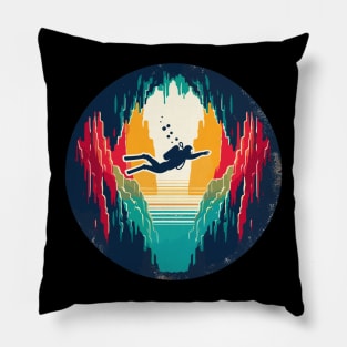 Retro Cave Diving Explore Adventure Pillow