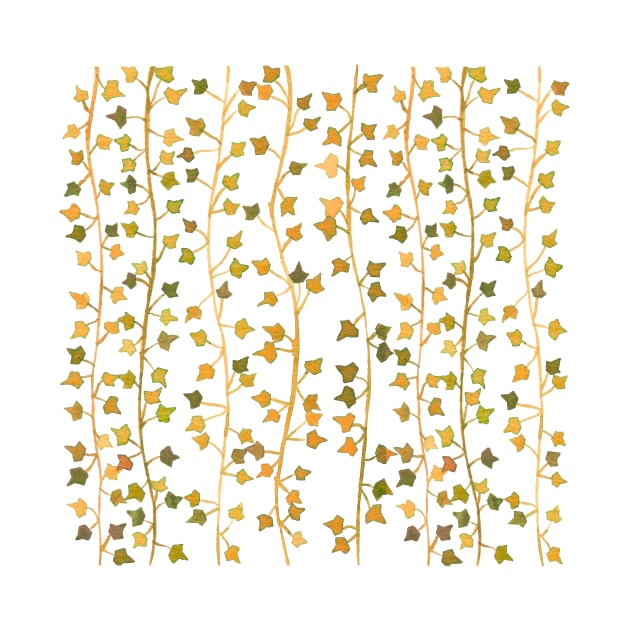 Watercolor Vines Pattern - Autumn Orange by monitdesign