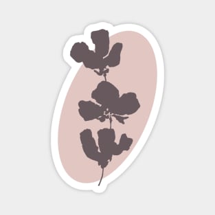 Minimalist brown flowers on pink oval Magnet