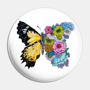 beautiful floral butterfly hand drown Pin