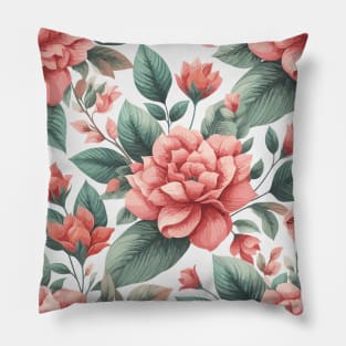 Peach Spring Flowers Pillow