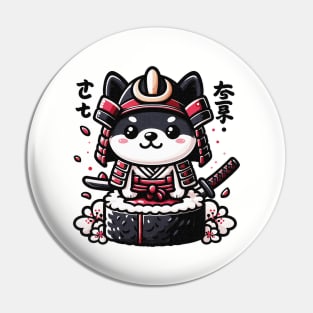 Kawaii Samurai Puppy Warrior Cute on Sushi Japanese Pin