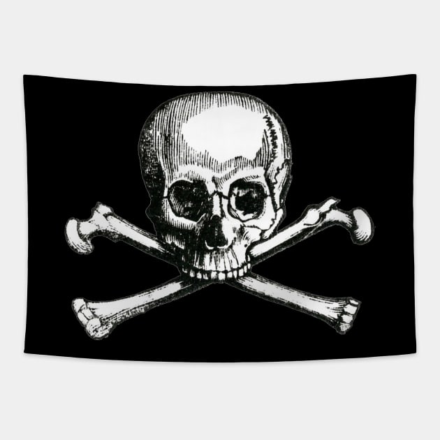 Skull and Crossbones Mask Tapestry by retrorockit