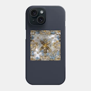 Intricate Gold, white and blue floral filigree embroidery - Simple and elegant ! Phone Case