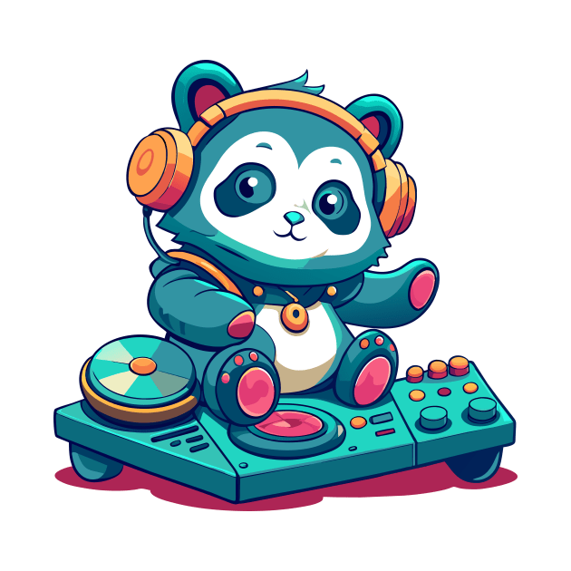 cute panda playing dj music by Shapwac12