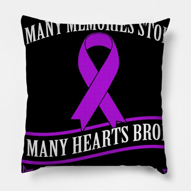 Pancreatic So Many Memories Stolen Hearts Broken We Need A Cure Purple Ribbon Warrior Pillow by celsaclaudio506