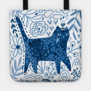 Blue floral cat Tote