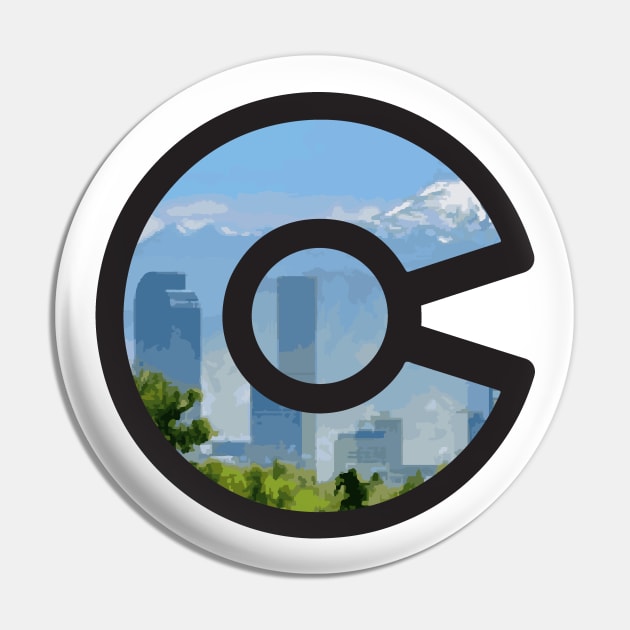 Denver, Colorado Skyline - Colorado Flag Pin by DeadBeatElite