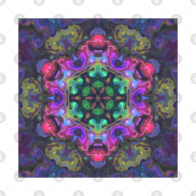 Psychedelic Hippie Flower Green Pink and Purple by WormholeOrbital