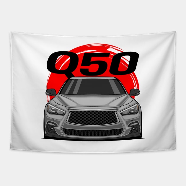 Front Silver Q50 Sedan JDM Tapestry by GoldenTuners