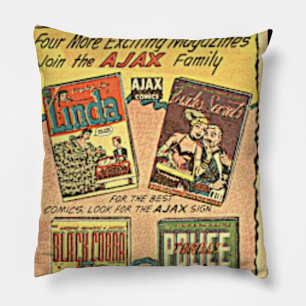 Vintage Comic Cartel Old Comic Book Pillow by Retro Comic Books