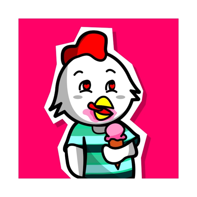 Chicken Eating Ice Cream by Cuppycake