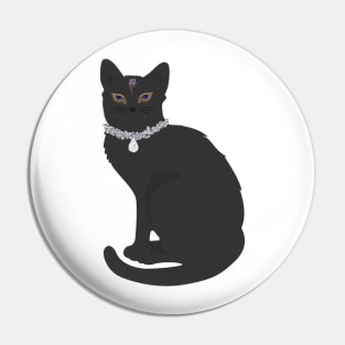 Fancy Black Cat Pin