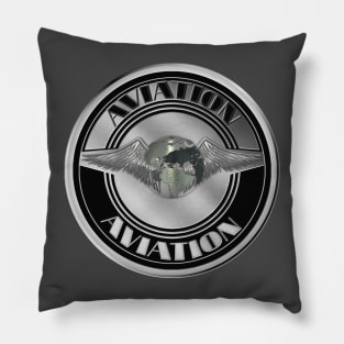 Retro Aviation Art Badge Pillow