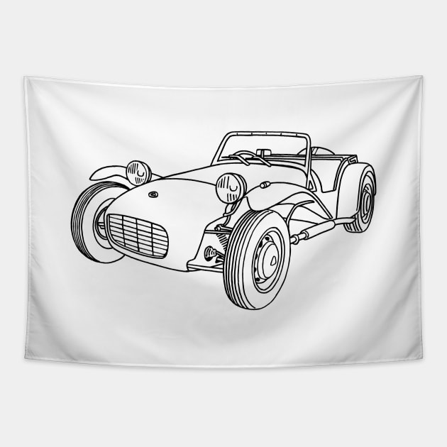 Basic drawing of the cool and fun spors car Tapestry by jaagdesign