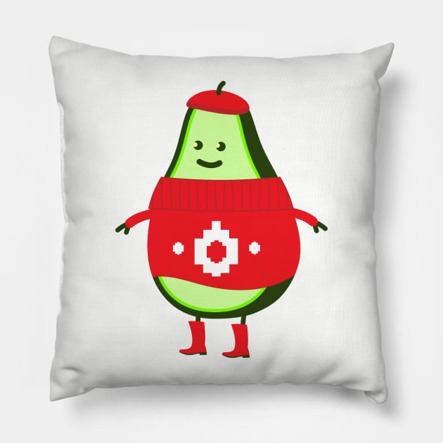 Acocado in winter Pillow by spontania