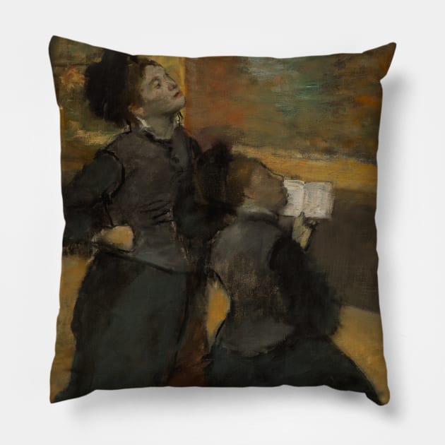 Visit to a Museum by Edgar Degas Pillow by Classic Art Stall