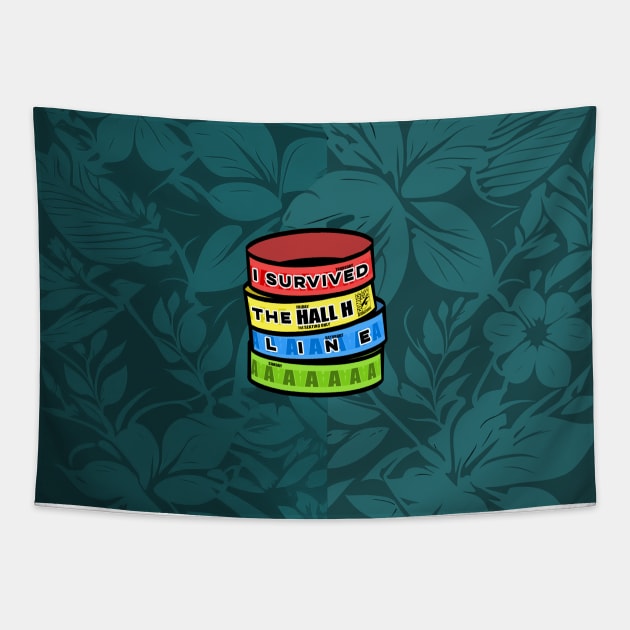 I Survived the Hall H Line - Wristbands Hawaiian Teal Tapestry by Nightwing Futures