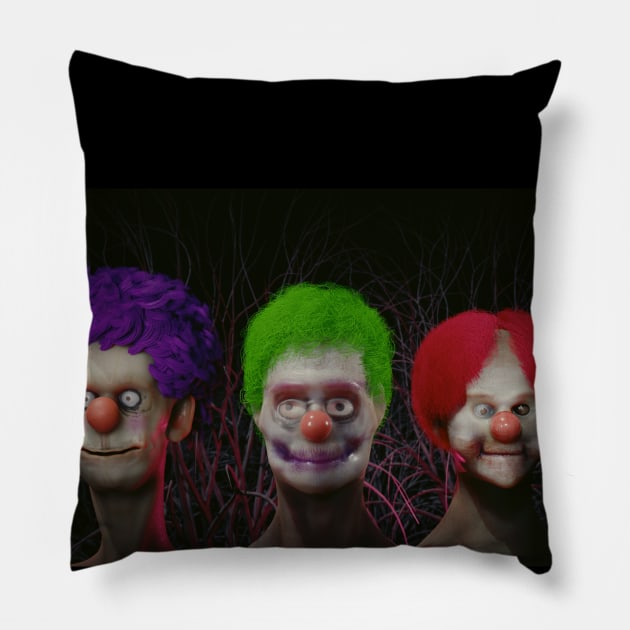 Creepy Clowns Pillow by occultfx