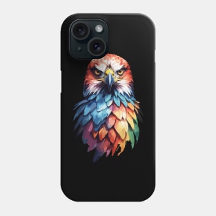 Colorful Red Tailed Hawk Portrait Design Phone Case