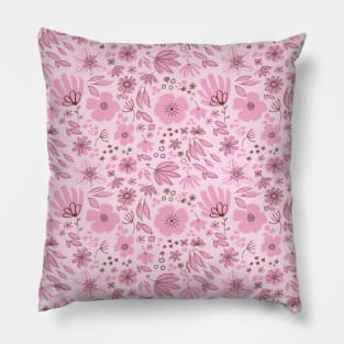 Pretty pink hand-drawn flowers Pillow