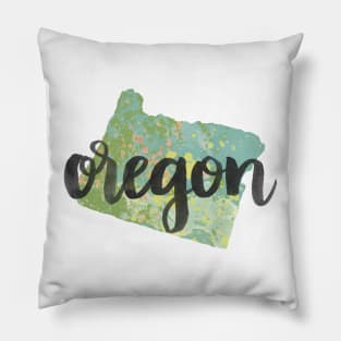 oregon - calligraphy and abstract state outline Pillow