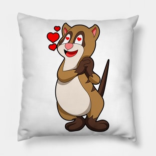 Meerkat with Hearts Pillow