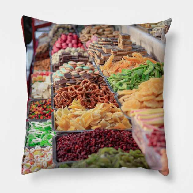 Candy Store Pillow by NoMonkeyB