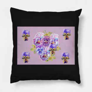 Shabby Chic Purple Pansy floral Pattern Pillow