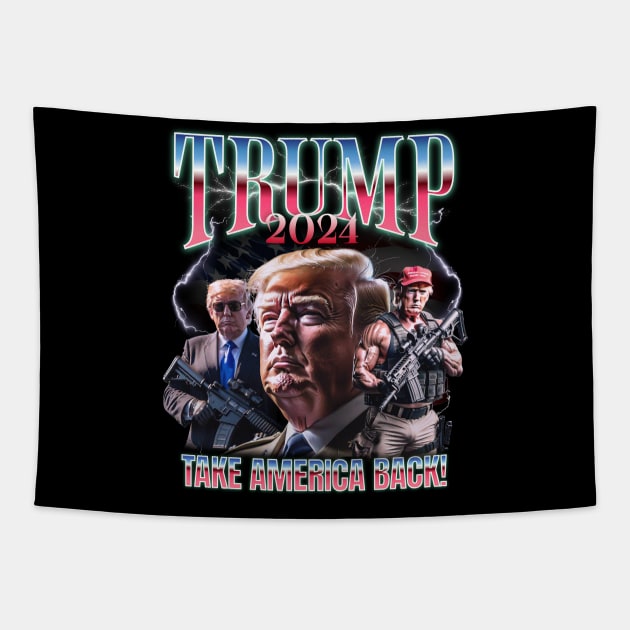 Donald Trump - 2024 Take America Back! Vintage Tapestry by Distant War