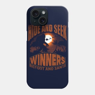 bigfoot and santa hide and seek winner. 80s funny puns Phone Case